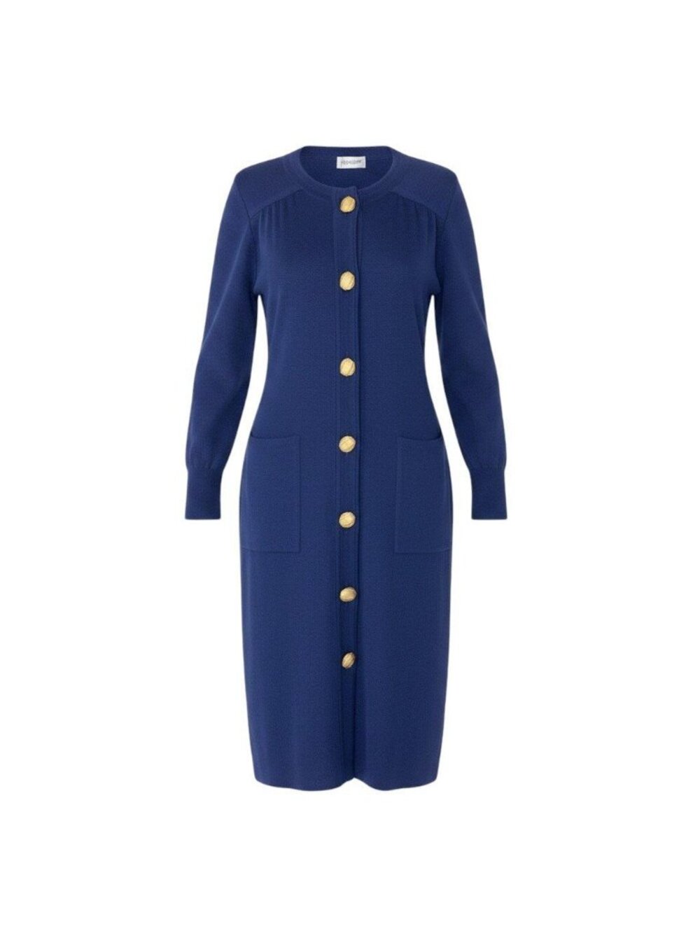 Saint Laurent Knit Coat Long Cardigan Gold Button M Navy